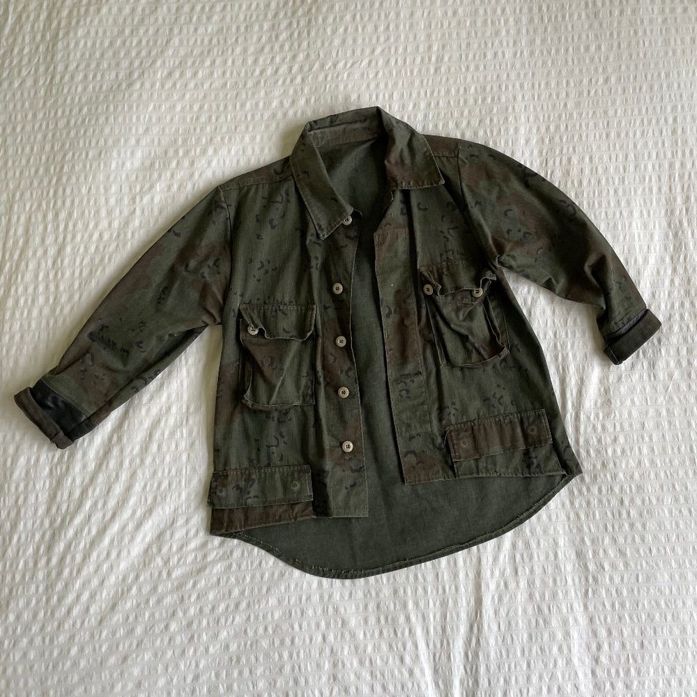 Urban Renewal-style Vintage Overdyed Military Jacket, Cropped Front - Small/Med.